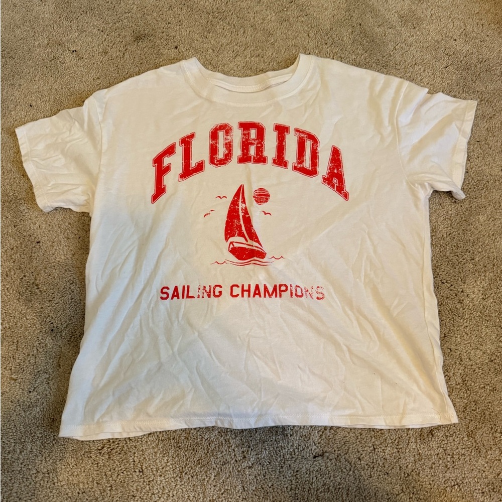 art class Kids T-Shirt - White with Red Sailing Graphic